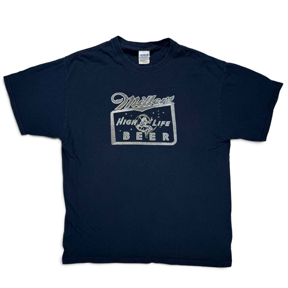 Vintage Gildan Miller High Life Beer Graphic T-Shirt Size Large